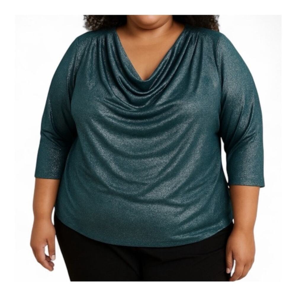 NWT Jones New York Signature Women’s Plus Top Shimmer Holiday Size 3X Cowl Neck